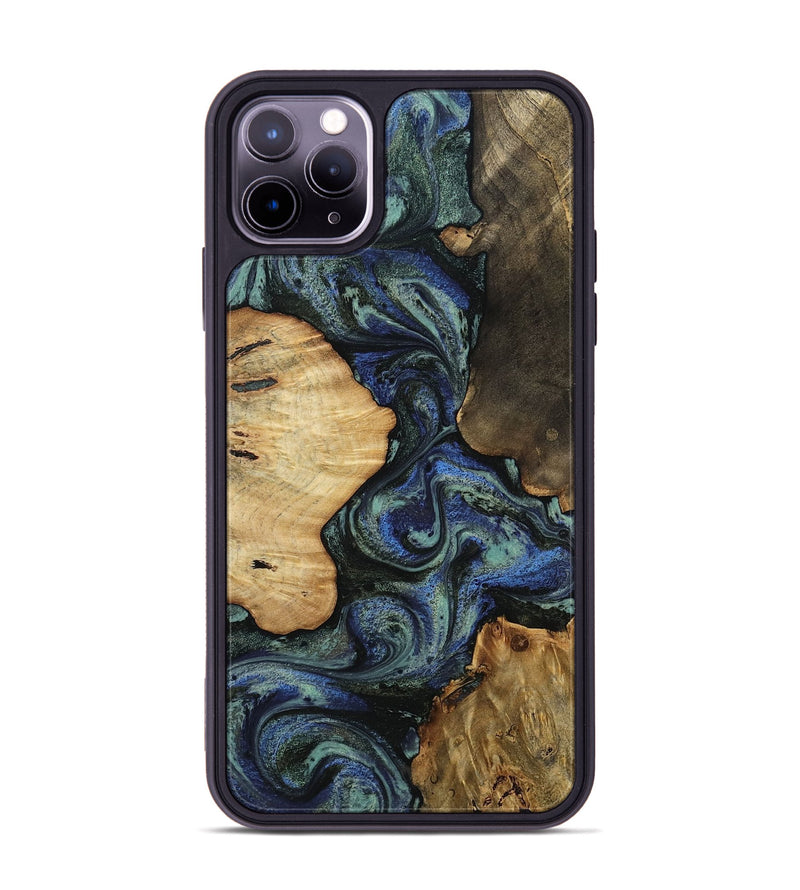 iPhone 11 Pro Max Wood Phone Case - Devyn (Blue, 812020)