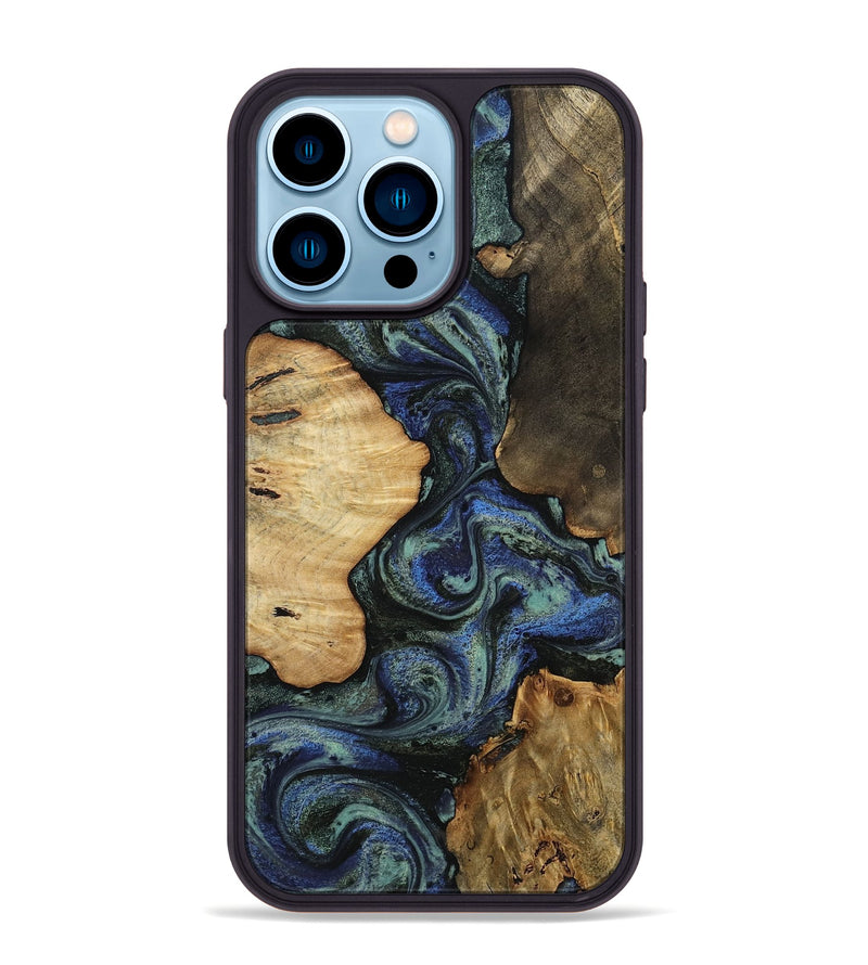 iPhone 14 Pro Max Wood Phone Case - Devyn (Blue, 812020)