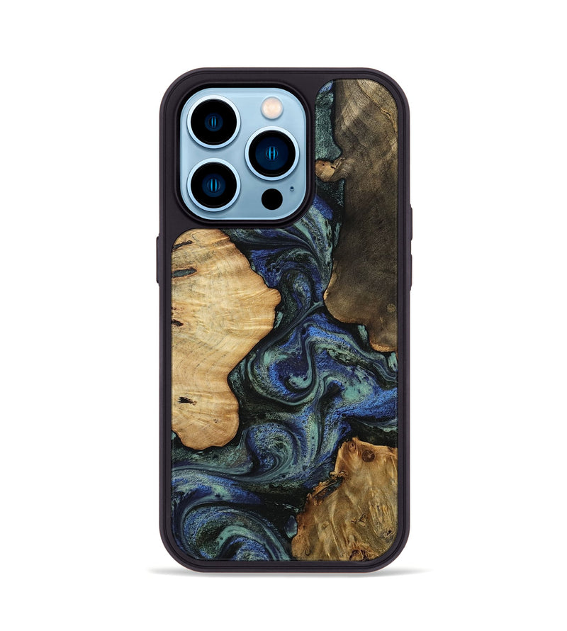 iPhone 14 Pro Wood Phone Case - Devyn (Blue, 812020)