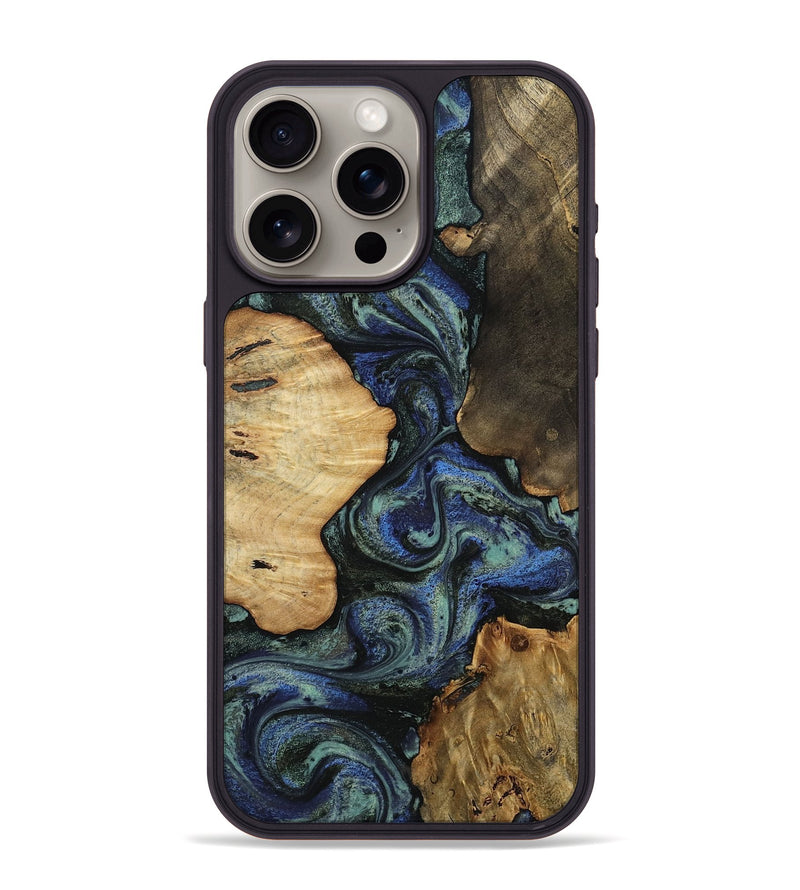 iPhone 15 Pro Max Wood Phone Case - Devyn (Blue, 812020)