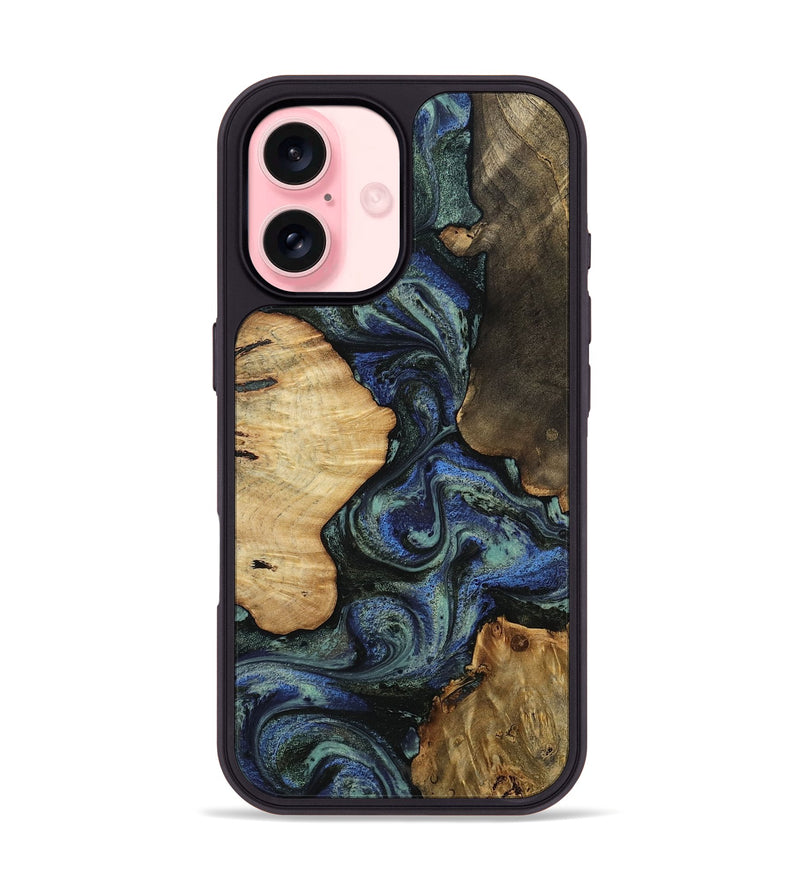 iPhone 16 Wood Phone Case - Devyn (Blue, 812020)