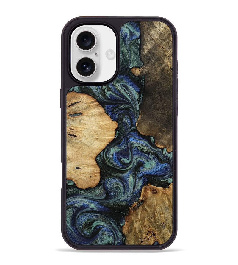 iPhone 16 Plus Wood Phone Case - Devyn (Blue, 812020)