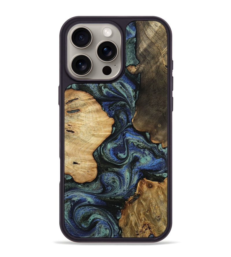 iPhone 16 Pro Max Wood Phone Case - Devyn (Blue, 812020)