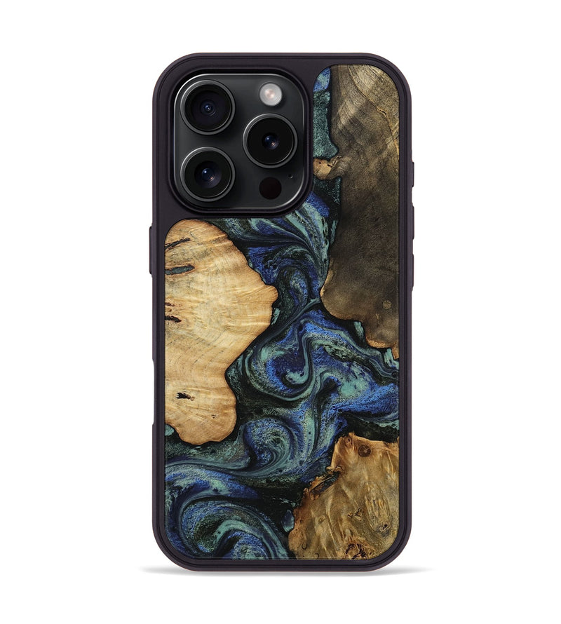 iPhone 16 Pro Wood Phone Case - Devyn (Blue, 812020)