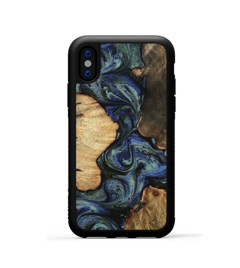 iPhone Xs Wood Phone Case - Devyn (Blue, 812020)