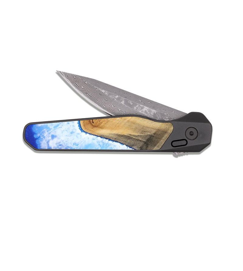 EDC Dark Damascus Wood Pocket Knife - Johnnie (Coastal, 812046)
