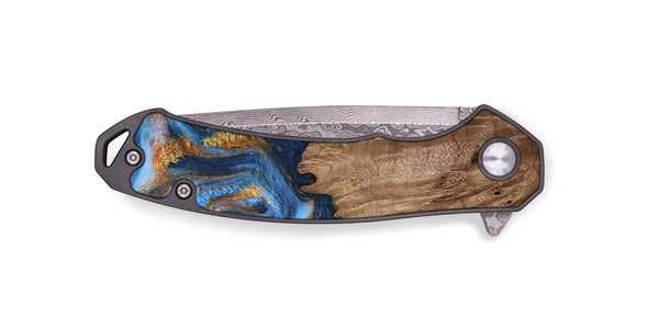 EDC Wood Pocket Knife - Lillie (Teal & Gold, 812075)