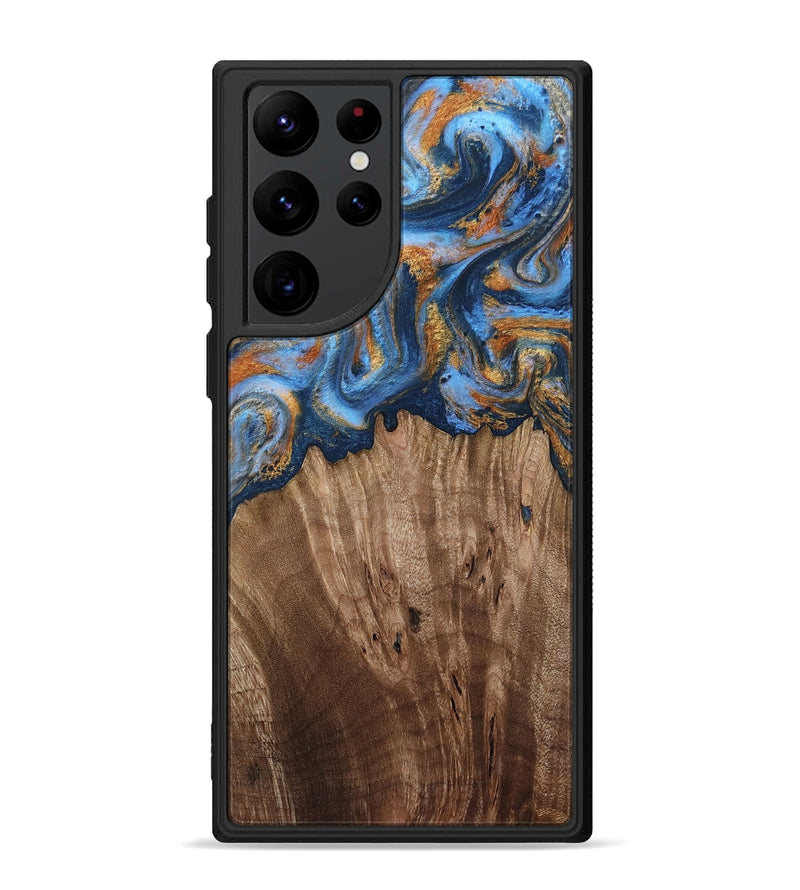 Galaxy S22 Ultra Wood Phone Case - Lillie (Teal & Gold, 812075)