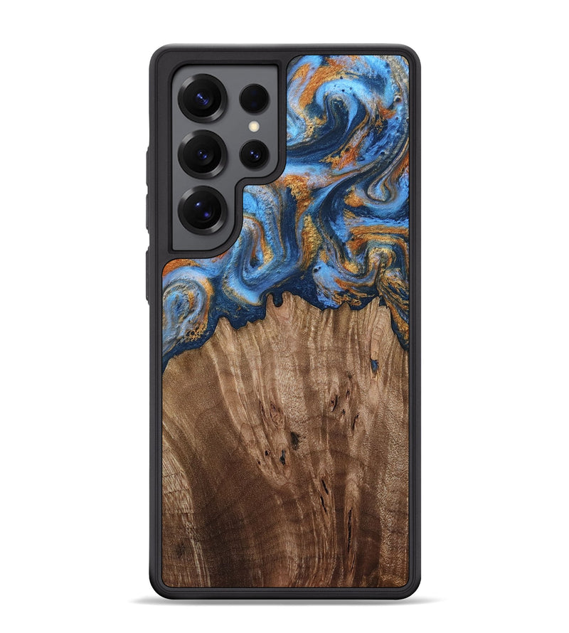 Galaxy S25 Ultra Wood Phone Case - Lillie (Teal & Gold, 812075)