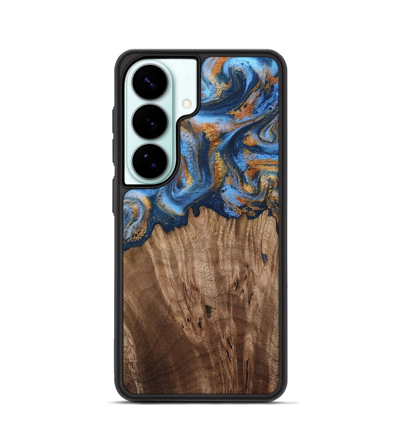 Galaxy S26 Wood Phone Case - Lillie (Teal & Gold, 812075)