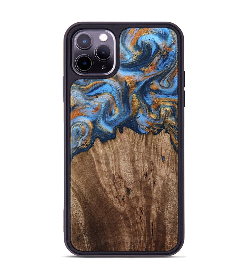 iPhone 11 Pro Max Wood Phone Case - Lillie (Teal & Gold, 812075)