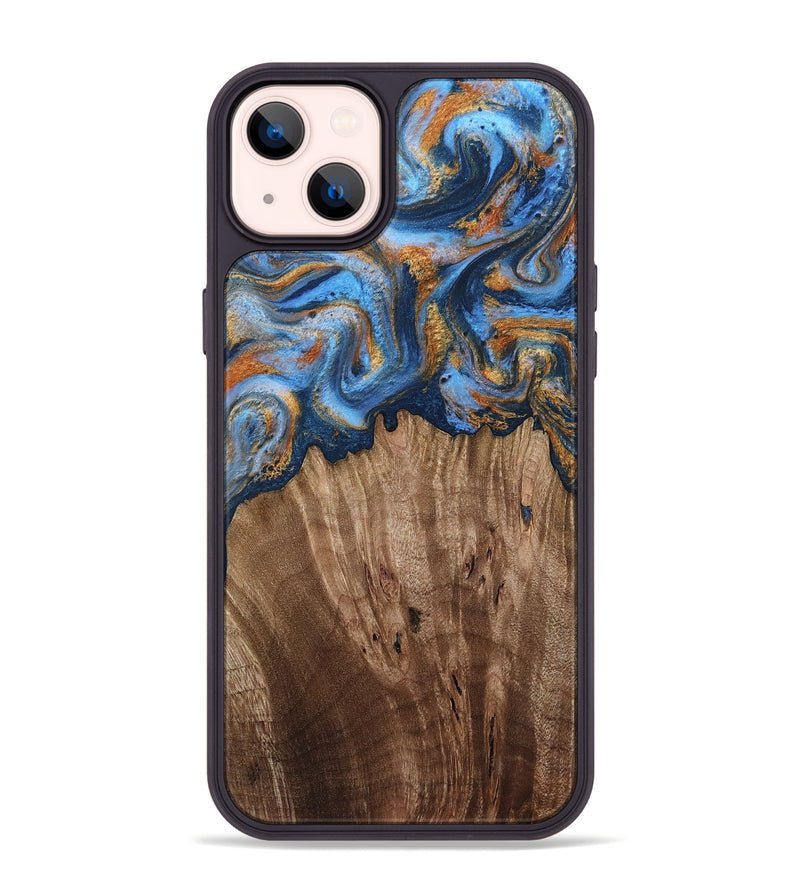 iPhone 14 Plus Wood Phone Case - Lillie (Teal & Gold, 812075)