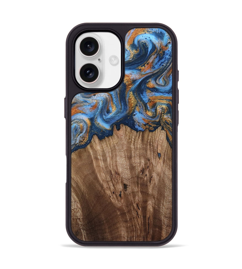 iPhone 17 Wood Phone Case - Lillie (Teal & Gold, 812075)