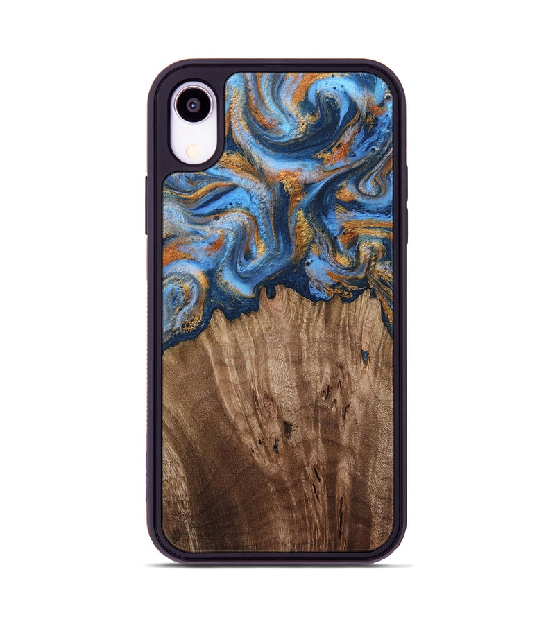 iPhone Xr Wood Phone Case - Lillie (Teal & Gold, 812075)