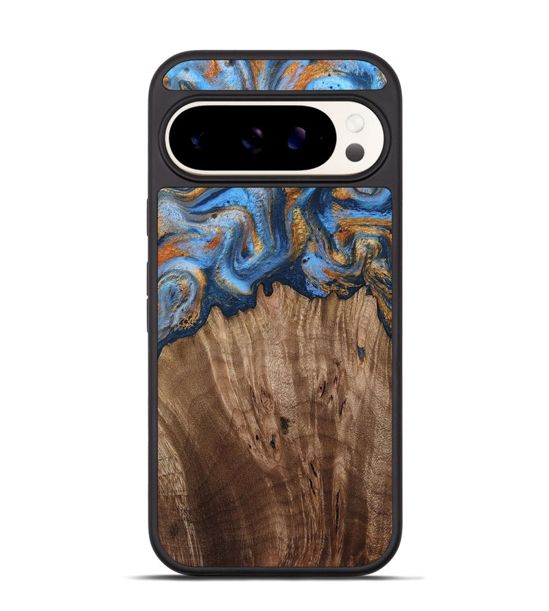Pixel 9 Wood Phone Case - Lillie (Teal & Gold, 812075)