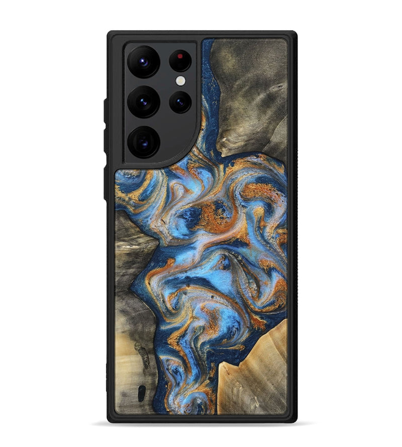 Galaxy S22 Ultra Wood Phone Case - Emily (Teal & Gold, 812077)