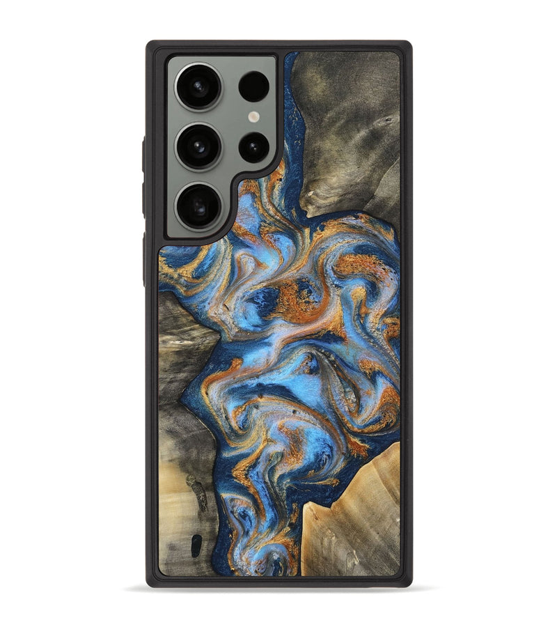 Galaxy S23 Ultra Wood Phone Case - Emily (Teal & Gold, 812077)