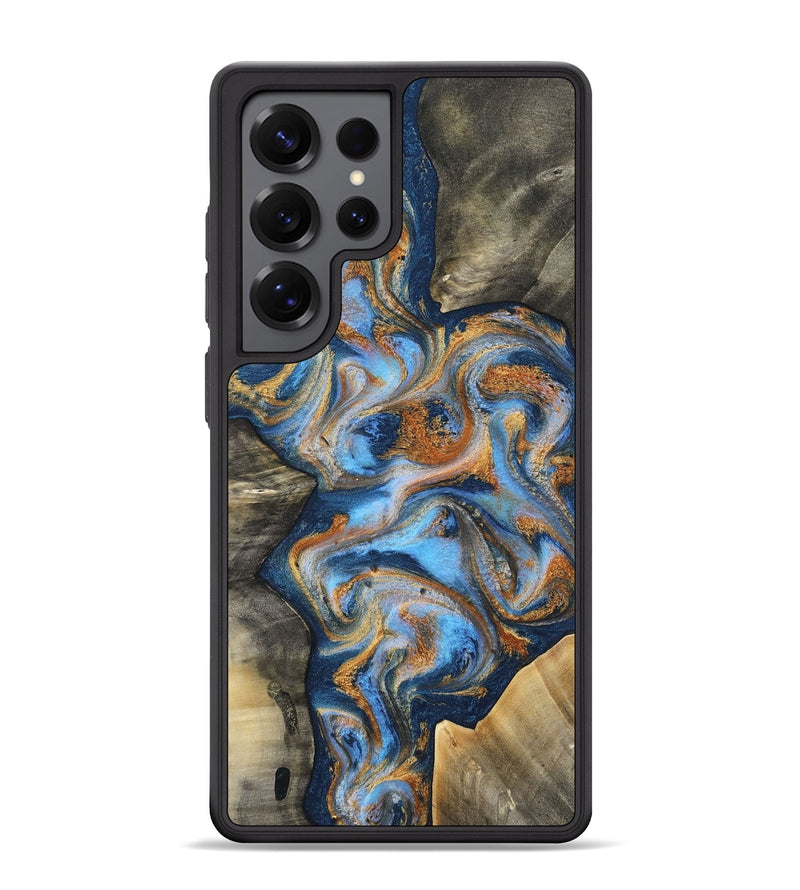 Galaxy S25 Ultra Wood Phone Case - Emily (Teal & Gold, 812077)