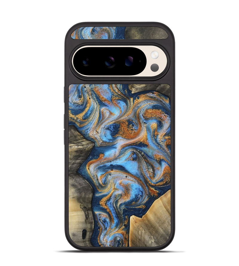 Pixel 10 Wood Phone Case - Emily (Teal & Gold, 812077)