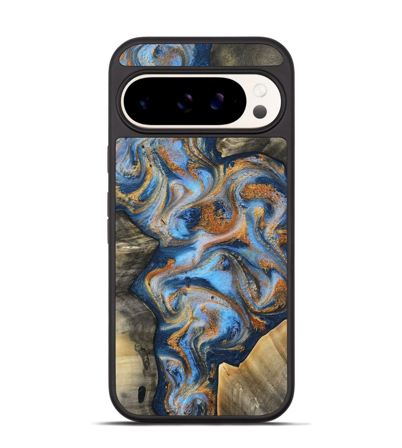 Pixel 9 Wood Phone Case - Emily (Teal & Gold, 812077)