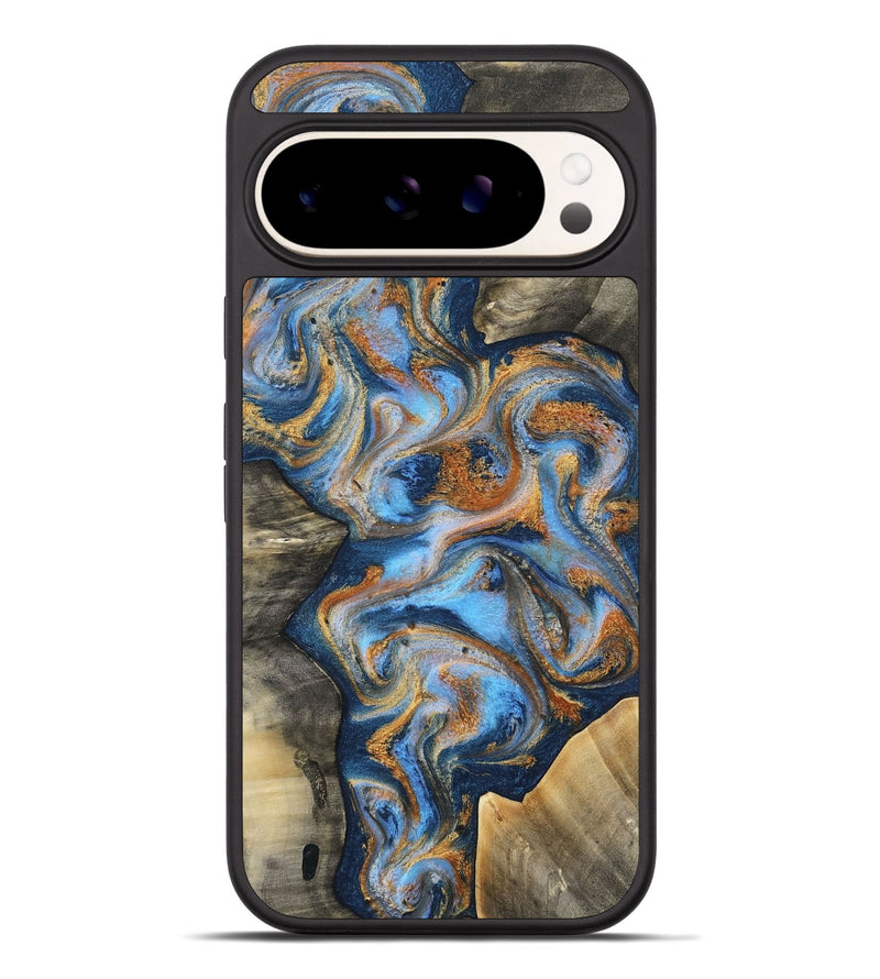 Pixel 9 Pro XL Wood Phone Case - Emily (Teal & Gold, 812077)