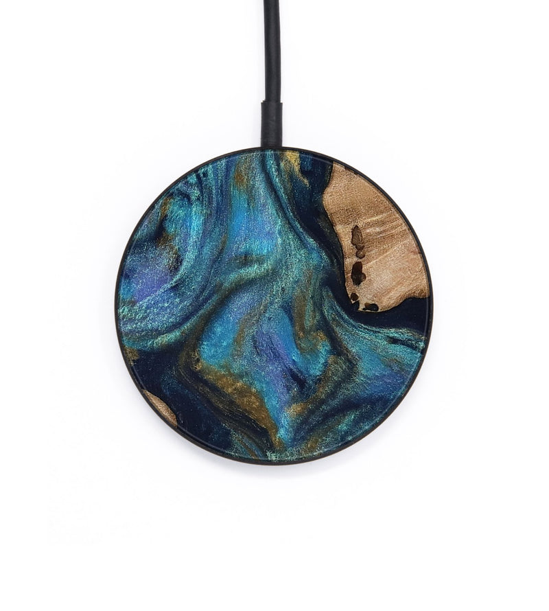 Circle Wood Wireless Charger - Yael (Teal & Gold, 812095)