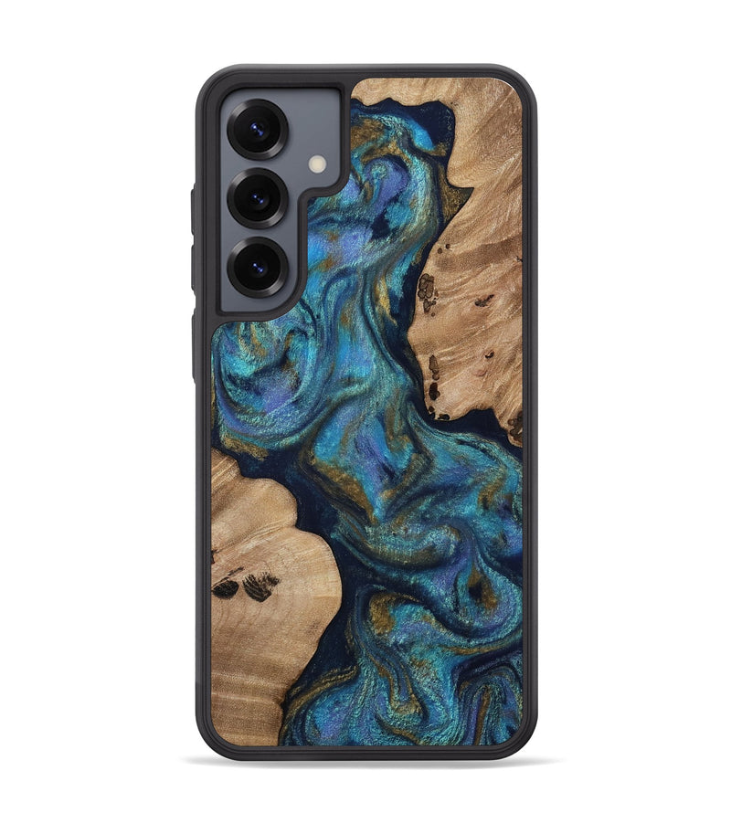 Galaxy S25 Plus Wood Phone Case - Yael (Teal & Gold, 812095)