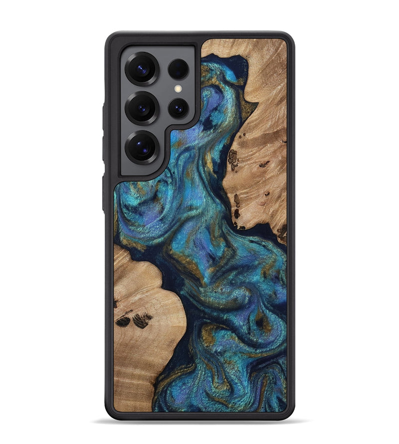 Galaxy S25 Ultra Wood Phone Case - Yael (Teal & Gold, 812095)