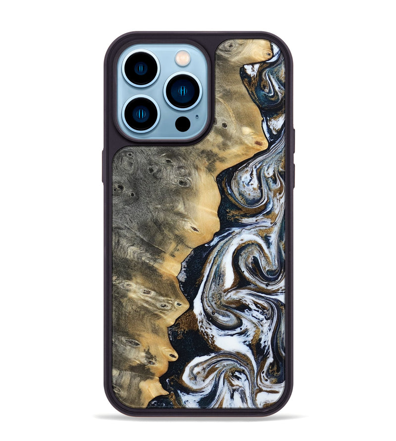 iPhone 14 Pro Max Wood Phone Case - Saige (Black & White, 812097)