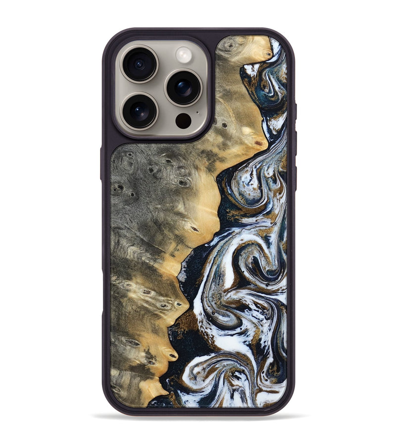 iPhone 16 Pro Max Wood Phone Case - Saige (Black & White, 812097)