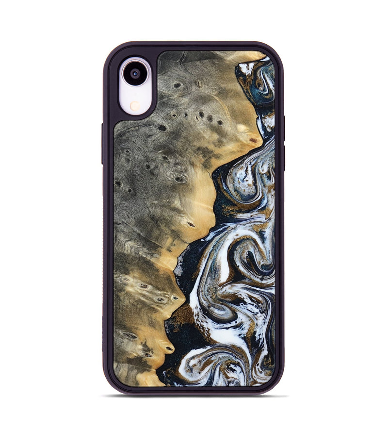iPhone Xr Wood Phone Case - Saige (Black & White, 812097)