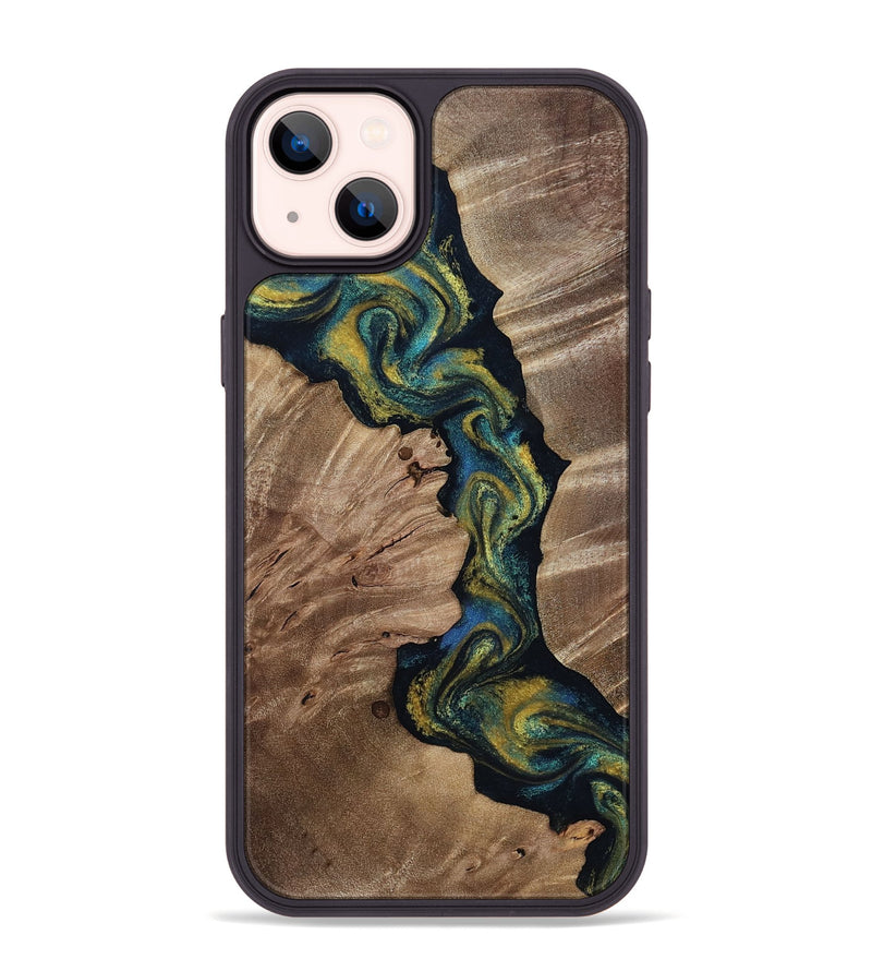 iPhone 14 Plus Wood Phone Case - Yoselin (Teal & Gold, 812099)