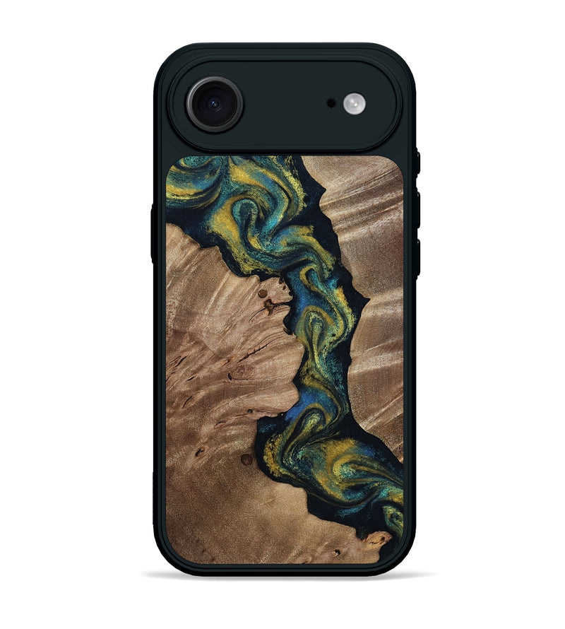 iPhone 17 Air Wood Phone Case - Yoselin (Teal & Gold, 812099)