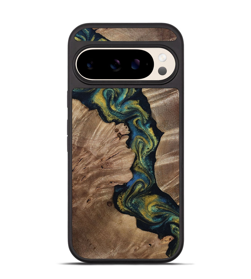 Pixel 10 Wood Phone Case - Yoselin (Teal & Gold, 812099)