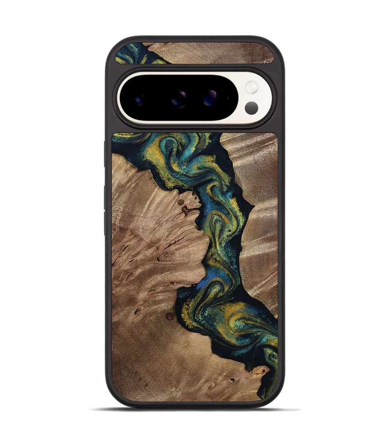Pixel 9 Wood Phone Case - Yoselin (Teal & Gold, 812099)