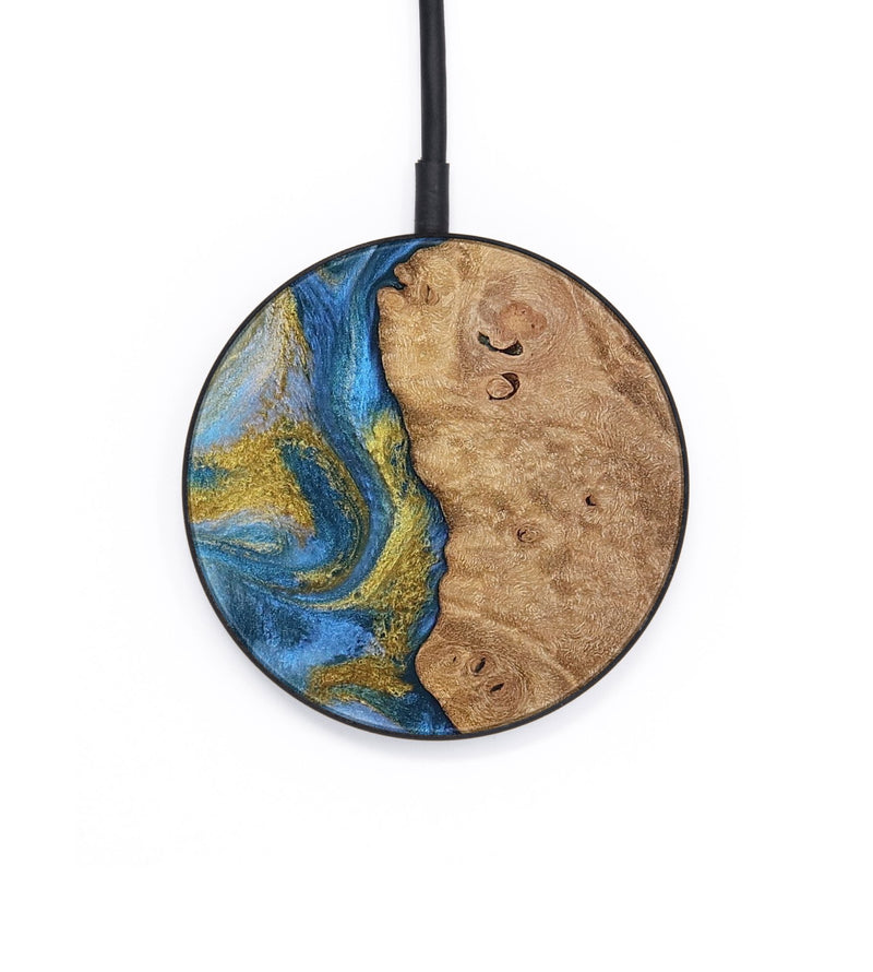 Circle Wood Wireless Charger - Tylor (Teal & Gold, 812100)