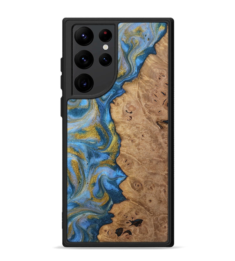 Galaxy S22 Ultra Wood Phone Case - Tylor (Teal & Gold, 812100)