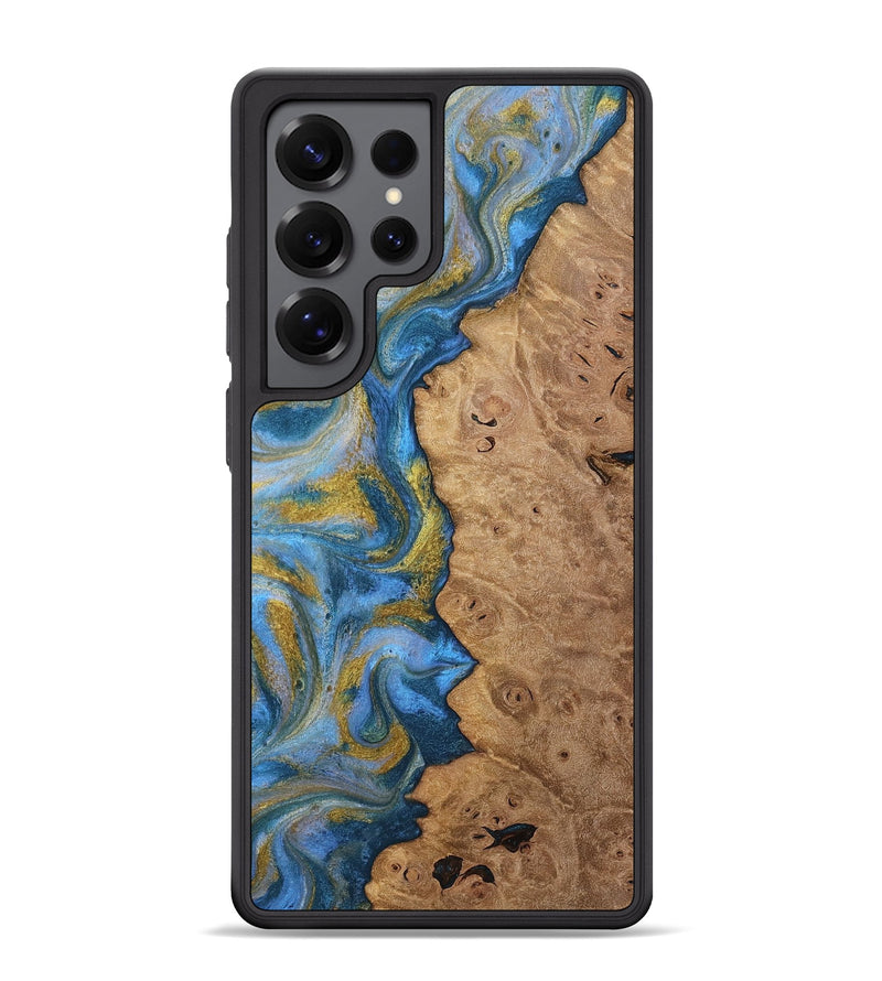 Galaxy S25 Ultra Wood Phone Case - Tylor (Teal & Gold, 812100)