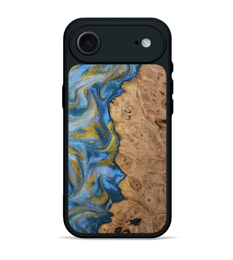 iPhone 17 Air Wood Phone Case - Tylor (Teal & Gold, 812100)