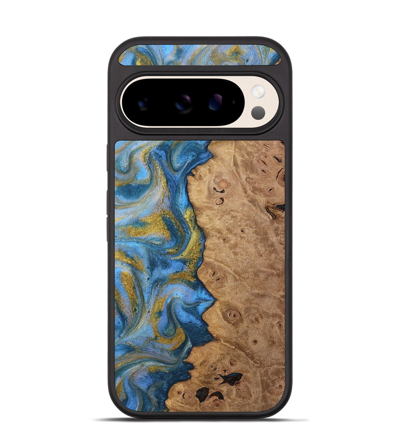 Pixel 10 Wood Phone Case - Tylor (Teal & Gold, 812100)