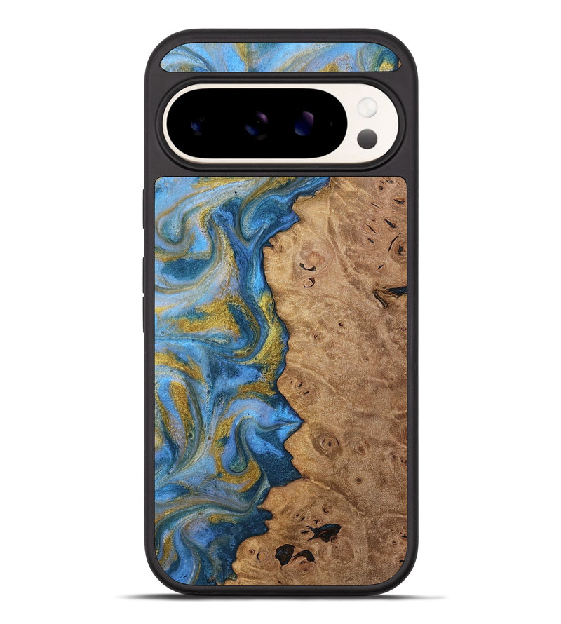 Pixel 10 Pro XL Wood Phone Case - Tylor (Teal & Gold, 812100)