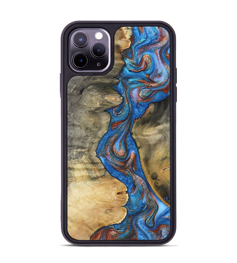 iPhone 11 Pro Max Wood Phone Case - Valarie (Teal & Gold, 812101)