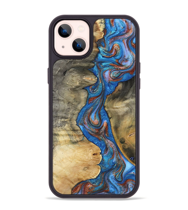 iPhone 14 Plus Wood Phone Case - Valarie (Teal & Gold, 812101)