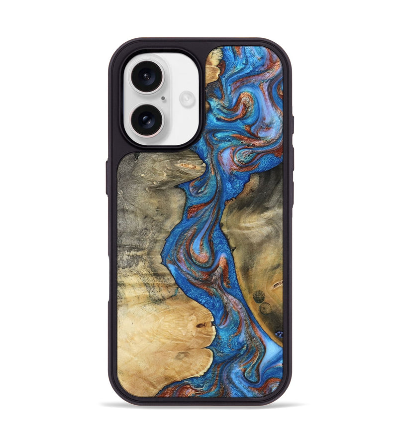 iPhone 17 Wood Phone Case - Valarie (Teal & Gold, 812101)