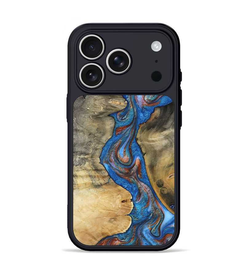 iPhone 17 Pro Wood Phone Case - Valarie (Teal & Gold, 812101)