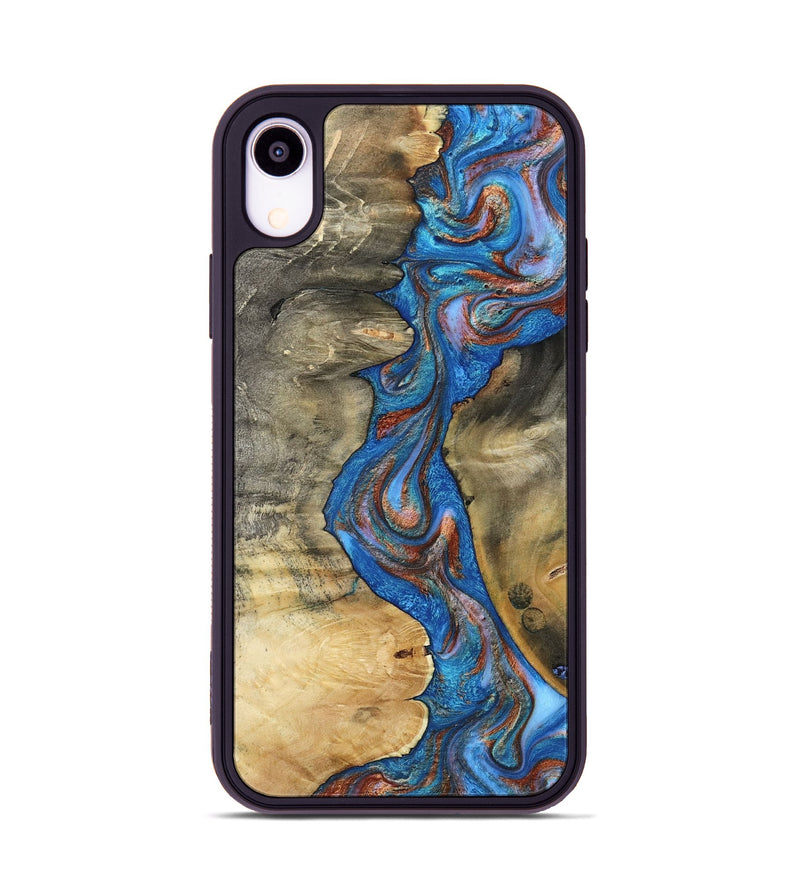 iPhone Xr Wood Phone Case - Valarie (Teal & Gold, 812101)