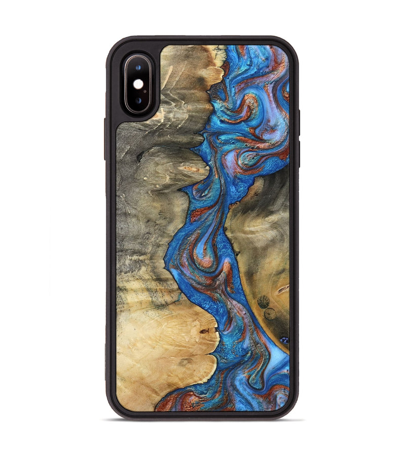 iPhone Xs Max Wood Phone Case - Valarie (Teal & Gold, 812101)