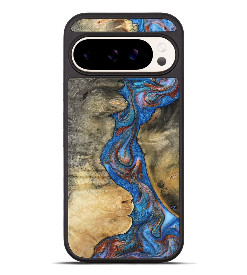 Pixel 10 Pro XL Wood Phone Case - Valarie (Teal & Gold, 812101)