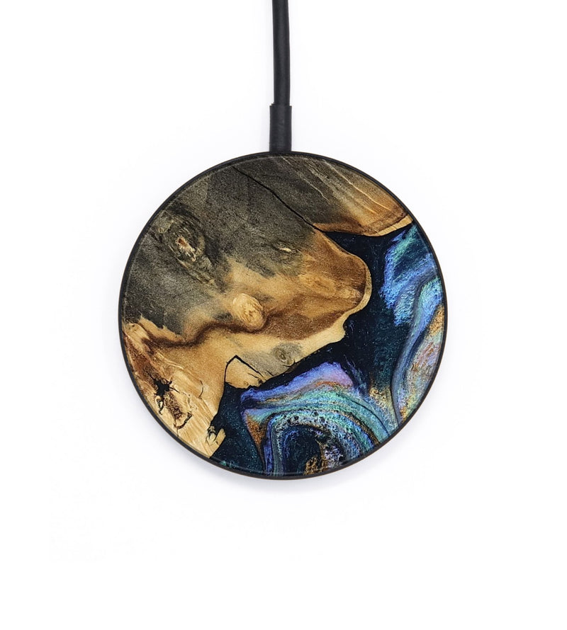 Circle Wood Wireless Charger - Jesse (Teal & Gold, 812102)