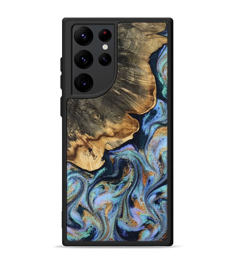 Galaxy S22 Ultra Wood Phone Case - Jesse (Teal & Gold, 812102)